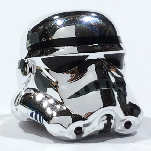 Lego Helmet Stormtrooper, Dotted Mouth Print / Chrome Silver
