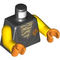 Lego Torso Robe with Orange Emblem, Dark Tan Undershirt Print, Yellow Arms, Orange Hands / Black