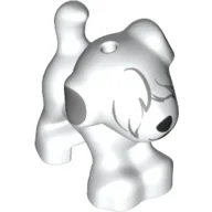Animal, Dog, Small Standing with Fur Over Eyes, Black Nose, Open Mouth, and Light Bluish Gray Ears Print / White