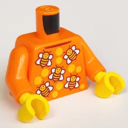 Torso, Bees, Bright Orange Spots (Honey) Print, Orange Arms, Yellow Hands / Orange