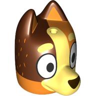 Lego Minifig Head Special, Bluey with Bright Light Yellow Nose, Reddish Brown Side (Chilli) / Orange