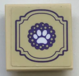 Tile, Modified 2 x 2 Inverted with White Paw Print and Dark Purple Border Pattern (Sticker) - Set 41345