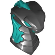 Minifig Head Special, Snake with Dark Turquoise Flames, Eyes Pattern / Black