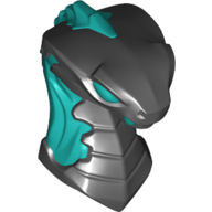 Lego Minifig Head Special, Snake with Dark Turquoise Flames, Eyes Pattern / Black