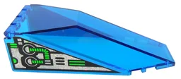 Windscreen 10 x 4 x 2 1/3 Canopy with Unitron Silver / Green Pattern on Both Sides (Stickers) - Set 6991 / Trans-Dark Blue