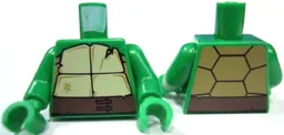 Torso Tan and Dark Tan Turtle Shell with Crack, Dark Brown Belt Pattern / Green Arms / Green Hands