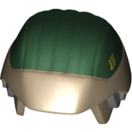 Lego Helmet Rebel Trooper with Ear Protectors, Dark Green Top and Yellow Insignia Print / Dark Tan