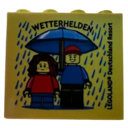 Brick 2 x 4 x 3 with 'LEGOLAND Deutschland Resort Wetterhelden' Print / Yellow