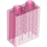 Duplo Brick 1 x 2 x 2 / Glitter Trans-Dark Pink