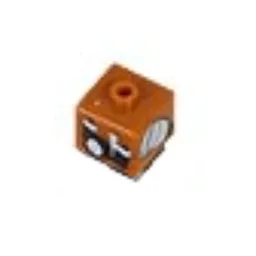 Pen Bead, Square with Magnifying Glass, Camera Print / Dark Orange