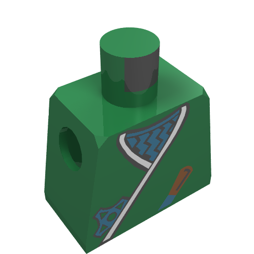 Lego Torso Ninja Wrap, Dagger, Gold Star, Gold Zigzags Print, Green Arms, Yellow Hands / Green