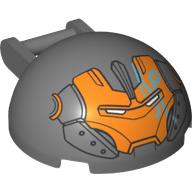 Lego Windscreen 4 x 4 x 1 2/3 Canopy Half Sphere with Handle and Iron Man Face, Dark Turquoise Markings Print