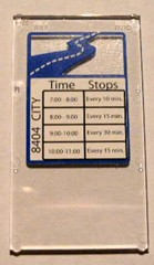 Lego Glass for Window 1 x 4 x 6 with '8404 CITY', 'Time', 'Stops' and Schedule Pattern (Sticker) - Set 8404