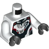 Torso, Armour with Black and Red Panels and Avengers Logo Print, White Arms, Black Hands / White