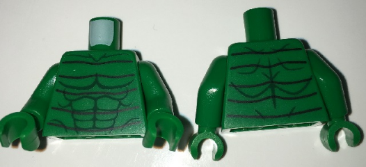 Lego Torso Spider-Man Bare Chest with Muscles and Black Lines Front and Back Pattern (Scorpion) / Green Arms / Green Hands