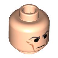 Lego Minifig Head Grand Moff Tarkin, Cheek Lines, Dark Bluish Gray Stern Eyebrows Print [Blocked Open Stud] / Light Nougat