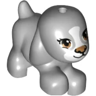 Animal, Dog, Small Walking with Brown Eyes and Nose and Black Mouth Print / Light Bluish Gray