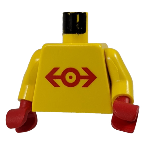 Lego Torso Train Logo Large Red Print, Yellow Arms, Red Hands / Yellow