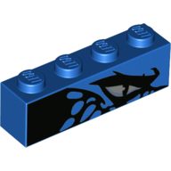 Lego Brick 1 x 4 with Dragon Eye print / Blue