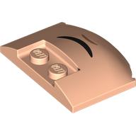 Lego Brick Round 3 x 4 x 2/3 Triple Curved with 2 Sunk Studs with Black Mouth print / Light Nougat