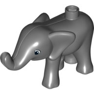 Lego Duplo Animal Elephant Baby Walking, Left Front Foot Forward / Dark Bluish Gray