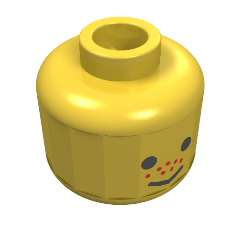 Lego Minifig Head, Freckle Nose and Standard Grin Print [Blocked Open Stud] / Yellow