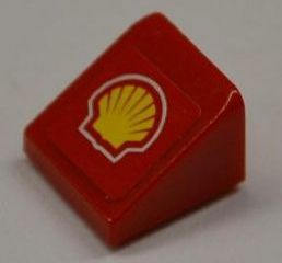 Lego Slope 30 1 x 1 x 2/3 with Shell Logo Pattern (Sticker) - Sets 8123 / 8153