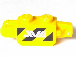 Lego Hinge Brick 1 x 2 Locking with Black Danger Stripes and 'AVA' on Transparent Background Pattern on Both Sides (Stickers) - Set 70165