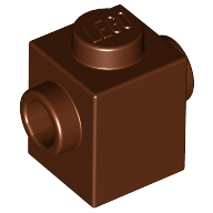 Lego Brick Special 1 x 1 with Studs on 2 Sides / Reddish Brown