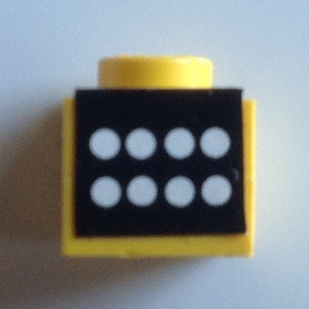 Lego Stickered Assembly 1 x 1 x 2/3 with 8 White Dots on Black Background Pattern (Sticker) - Set 6695