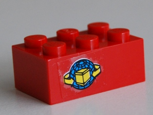 Lego Brick 2 x 3 with Box and Arrows and Globe Pattern on Both Sides (Stickers) - Set 6542