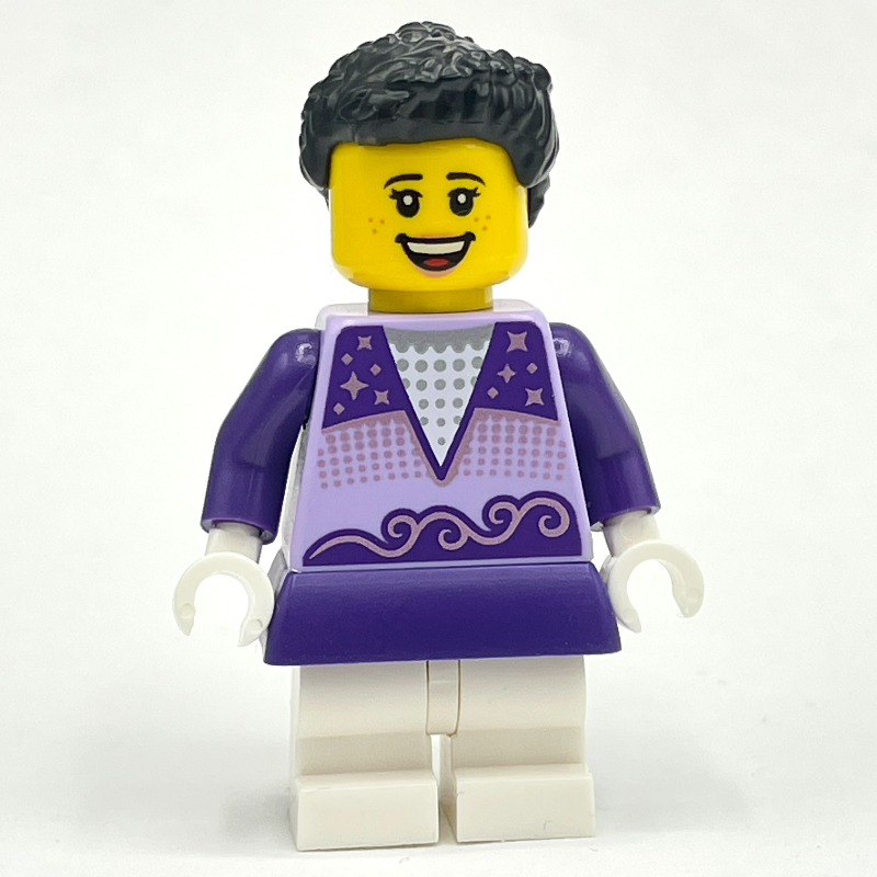 Lego Ice Skater, Dark Purple and Medium Lavender Torso, Medium White Legs