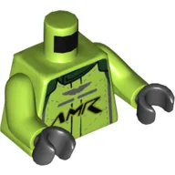Torso Racing Jacket, Dark Bluish Gray Trim, 'AMR' Logo Print, Lime Arms, Black Hands / Lime