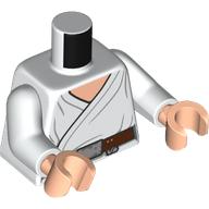Lego Torso, White Jedi Robe, Reddish Brown Belt, Silver Belt Buckle, Light Nougat Chest print, White Arms, Light Nougat Hands / White