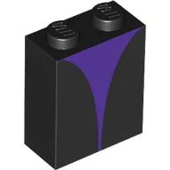 Brick 1 x 2 x 2 with Purple Shape Print / Black
