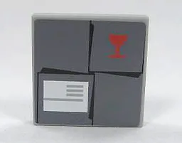 Tile 2 x 2 with Red Fragile Goblet, White Shipping Label, and Parcel Top on Dark Bluish Gray Background Pattern (Sticker) - Set 7732