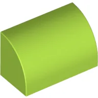 Brick Curved 1 x 2 x 1 No Studs / Lime
