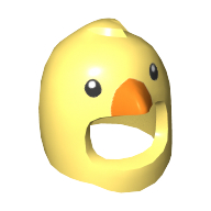 Lego Costume / Mask, Bird with Orange Beak and Black Eyes print / Bright Light Yellow