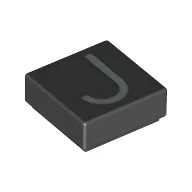 Tile 1 x 1 with letter Capital J Print / Black