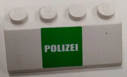 Slope 45 2 x 4 with White 'POLIZEI' on Green Background Pattern (Sticker) - Set 7237