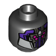 Lego Minifig Head Sakaarian, Dual Sided, Purple and Silver Armour, 4 Magenta Eyes Print [Hollow Stud] / Black