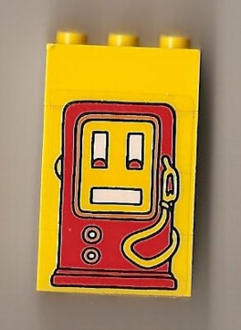 Lego Stickered Assembly 3 x 2 x 4 with Fabuland Gas / Fuel Pump Small Pattern (Sticker) - Set 3666