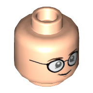 Lego Minifig Head Dr Egon Spengler, Dual Sided, Glasses, Smile / Scared Print [Hollow Stud] / Light Nougat