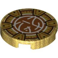 Tile Round 2 x 2 with Orange Energy Core Print / Pearl Gold