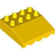 Duplo Roofpiece Slope 33 4 x 4 with Awning Overhang with 9 Bottom Tubes / Yellow