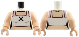 Torso Female Tube Top, Light Nougat Neck and Midriff, Bright Pink Trim, Black Choker and X Pattern / Light Nougat Arms / Light Nougat Hands / White