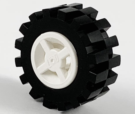 Lego Wheel 8mm D. x 6mm with Black Tire 15mm D. x 6mm Offset Tread Small (4624 / 3641)