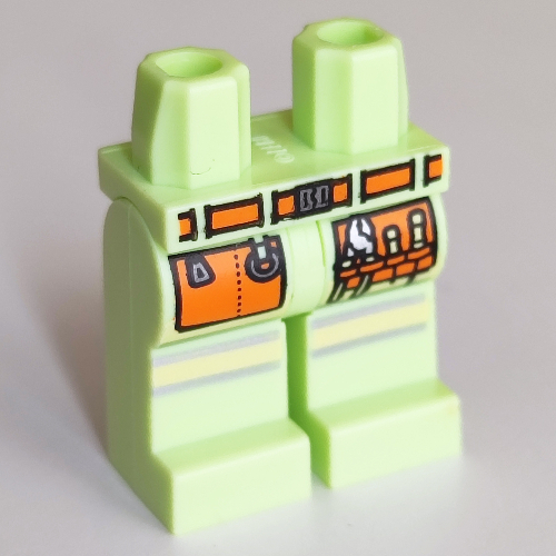 Lego Hips and Yellowish Green Legs with Orange Utility Belt, Tools print