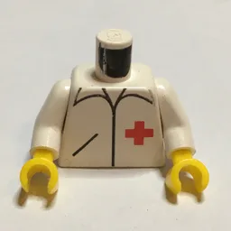 Torso, Shirt with Red Cross and Pocket Print, White Arms, Yellow Hands