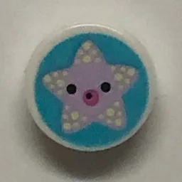 Tile Round 1 x 1 with Lavender Sea Star on Medium Azure Background Print
